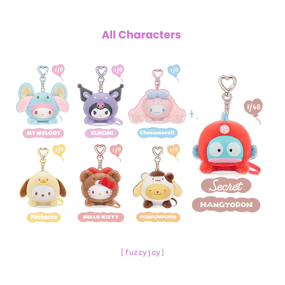 Sanrio Characters Sweet Whispers Stickers Series Plush Charm Blind Box