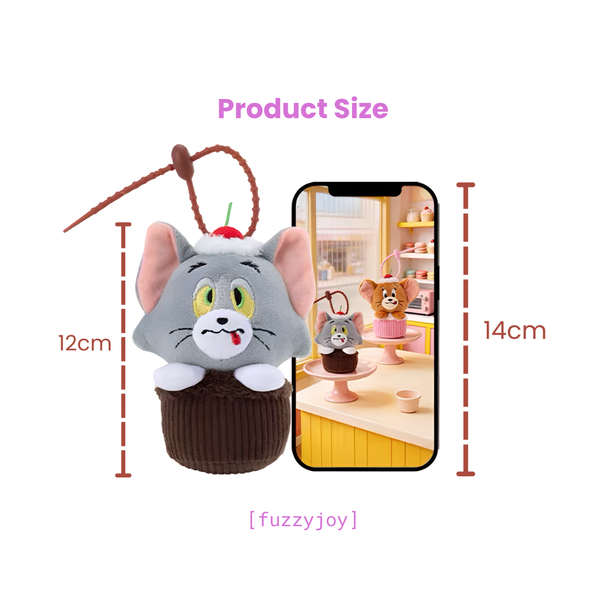 Tom and Jerry Cupcake Plush Pendant