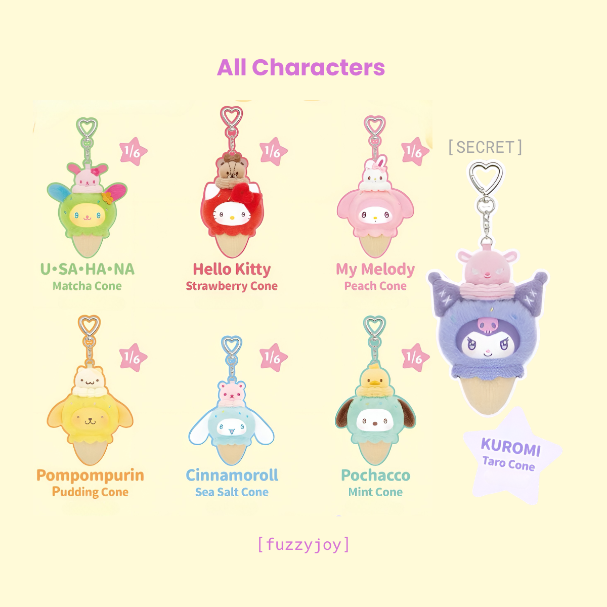 Sanrio Characters Little Ice Cream Cone Series Plush Pendant