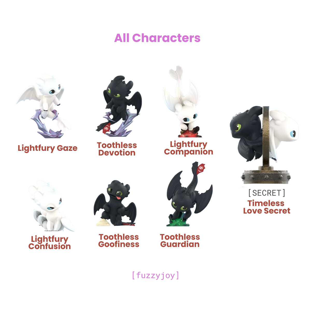 How To Train Your Dragon Intertwined Light&Night Toothless Series Figures Blind Box
