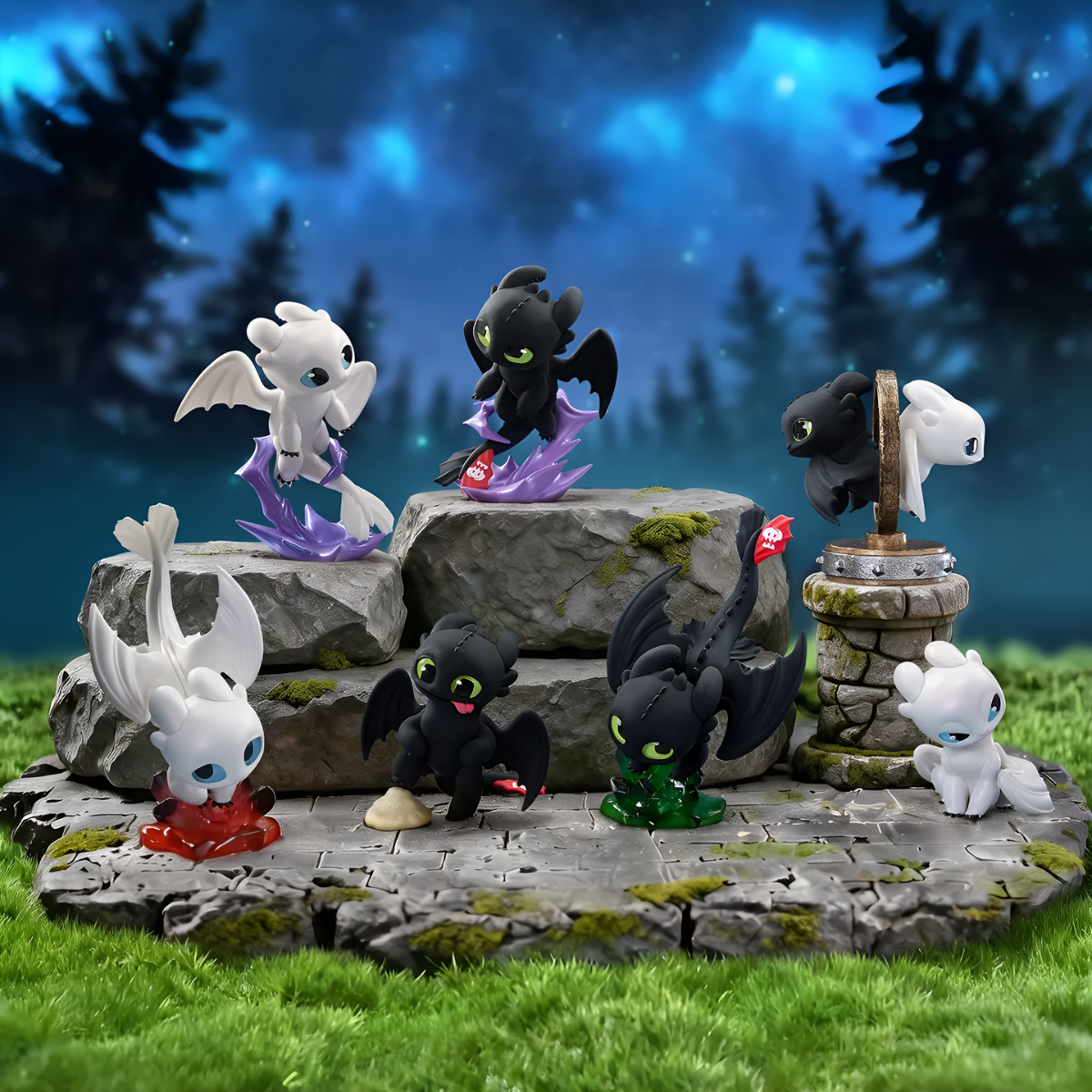 How To Train Your Dragon Intertwined Light&Night Toothless Series Figures Blind Box