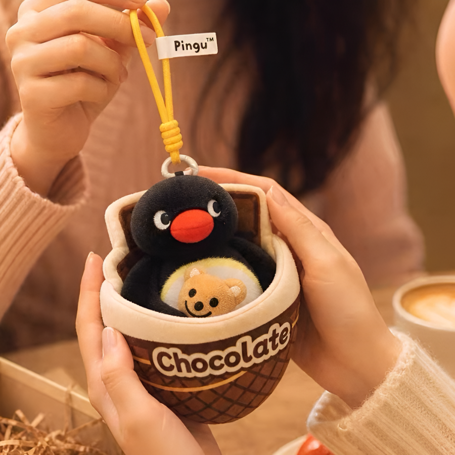 Pingu-Roll-Up Crepe Series Plush Pendant