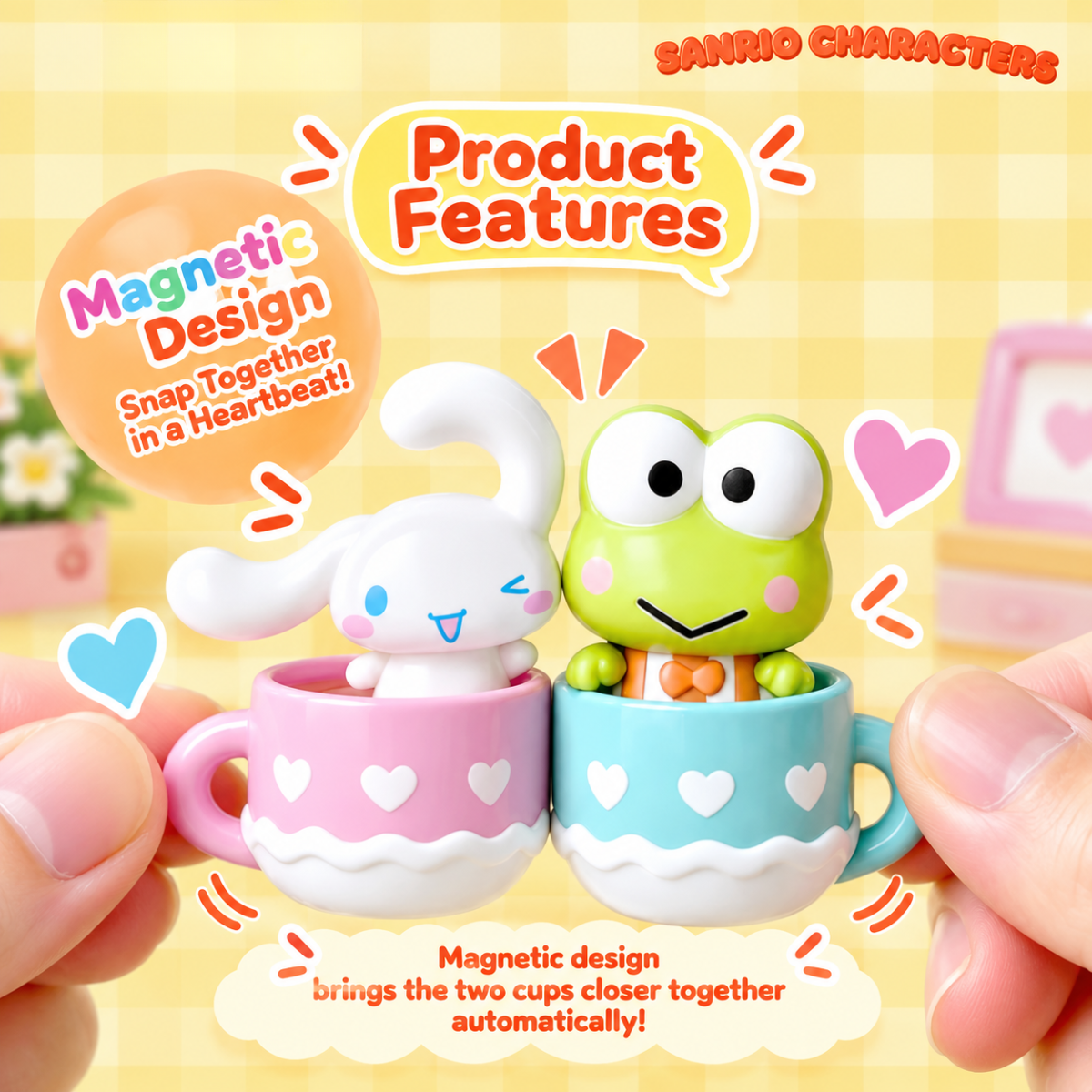 Sanrio Characters Click-Together Cup Magnetic Mini Figures