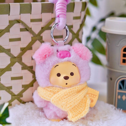 Disney Winnie The Pooh Happy Farm Series Figure Plush Keychain Blind Box
