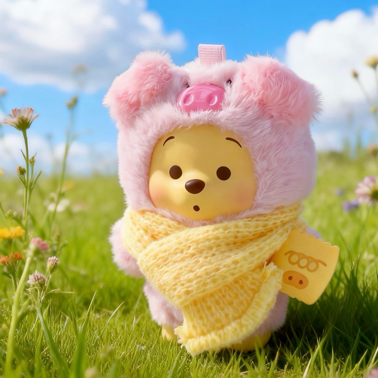 Disney Winnie The Pooh Happy Farm Series Figure Plush Keychain Blind Box