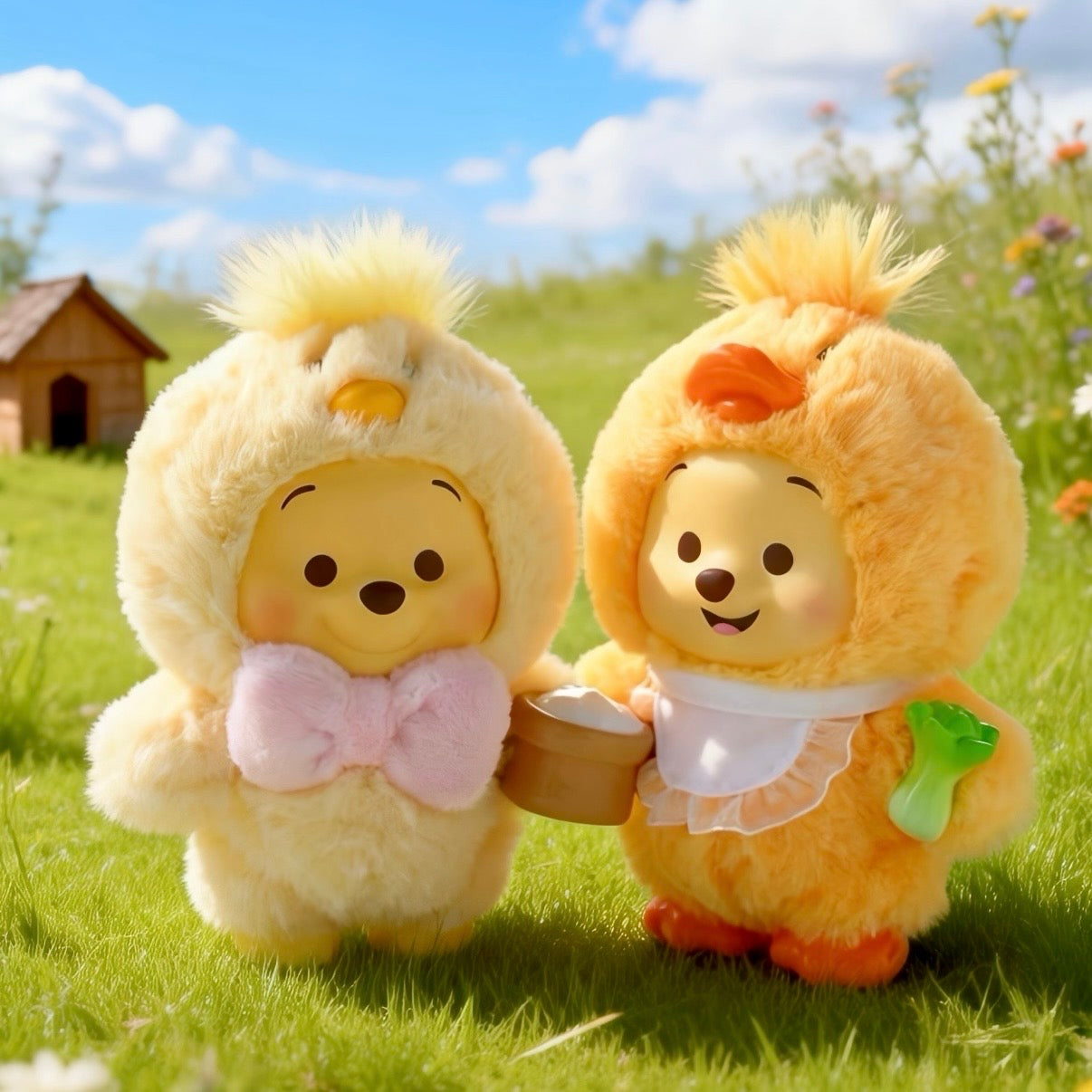 Disney Winnie The Pooh Happy Farm Series Figure Plush Keychain Blind Box