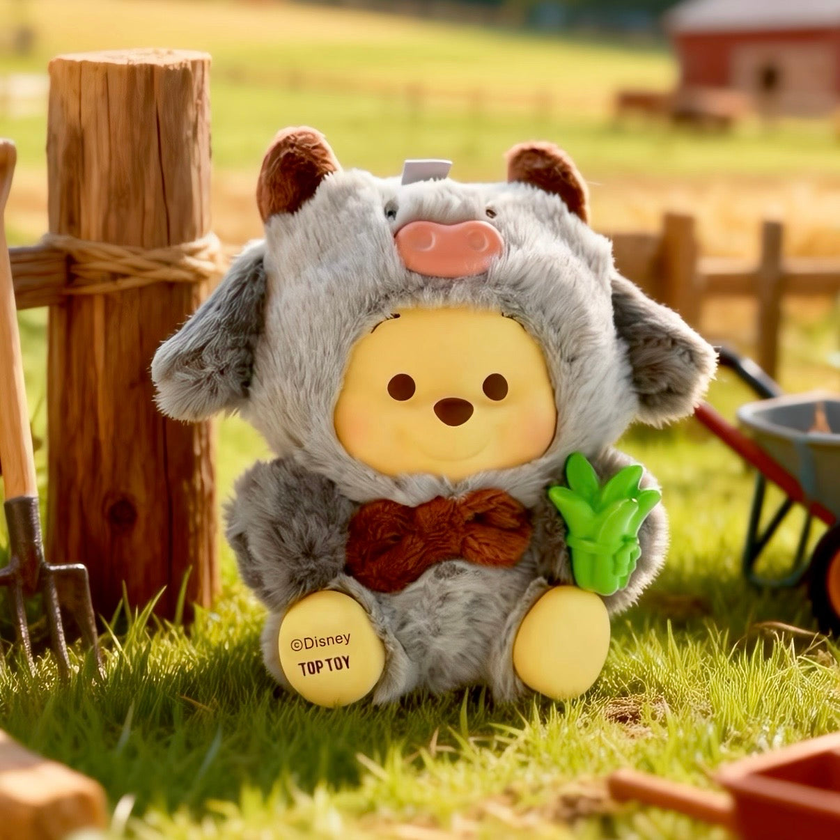 Disney Winnie The Pooh Happy Farm Series Figure Plush Keychain Blind Box