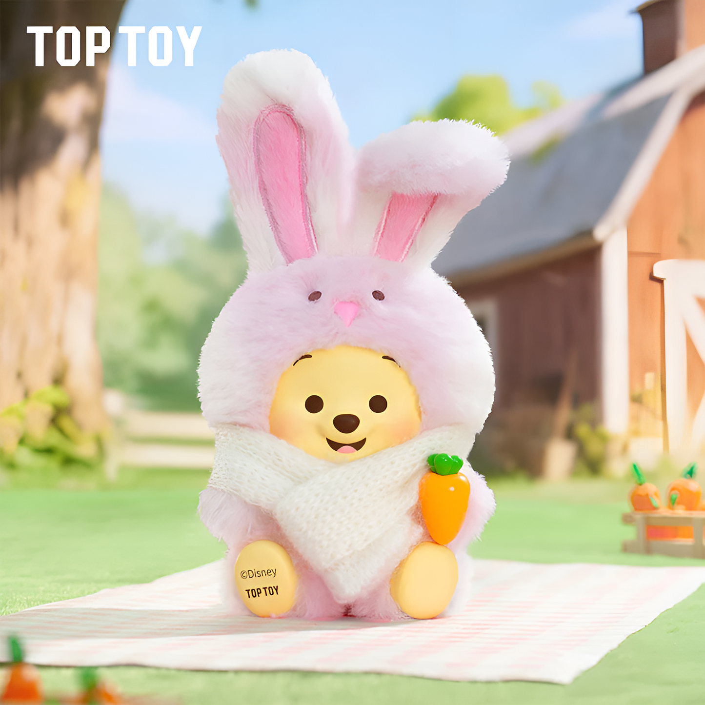 Disney Winnie The Pooh Happy Farm Series Figure Plush Keychain Blind Box