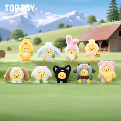 Disney Winnie The Pooh Happy Farm Series Figure Plush Keychain Blind Box