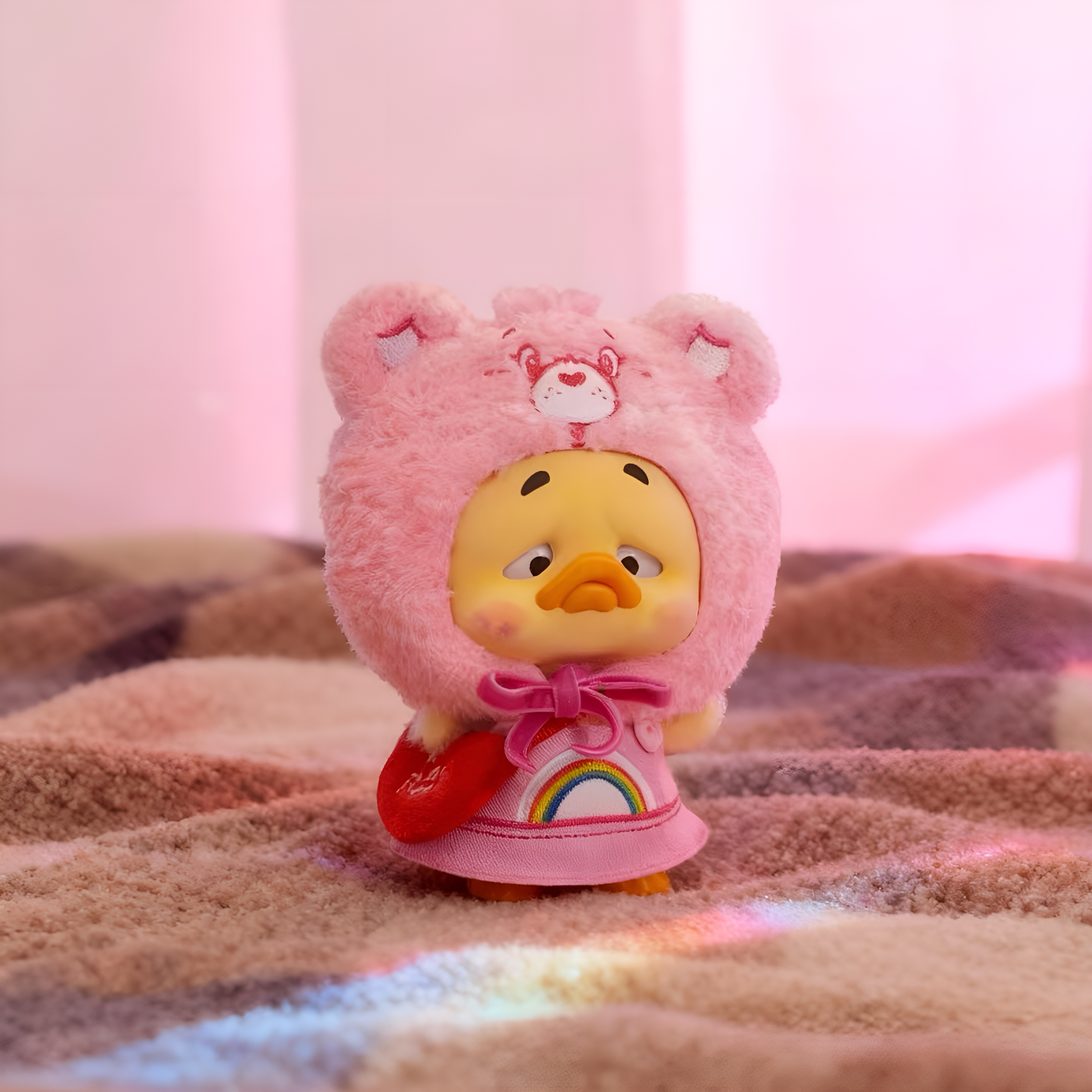 Upsetduck x Carebears Neon Sweetheart Duck Plush Keychain Blind Box