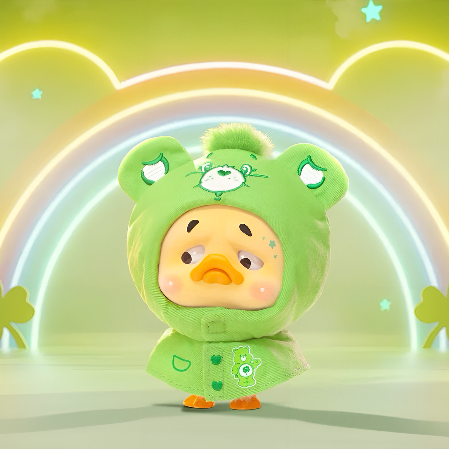 Upsetduck x Carebears Neon Sweetheart Duck Plush Keychain Blind Box