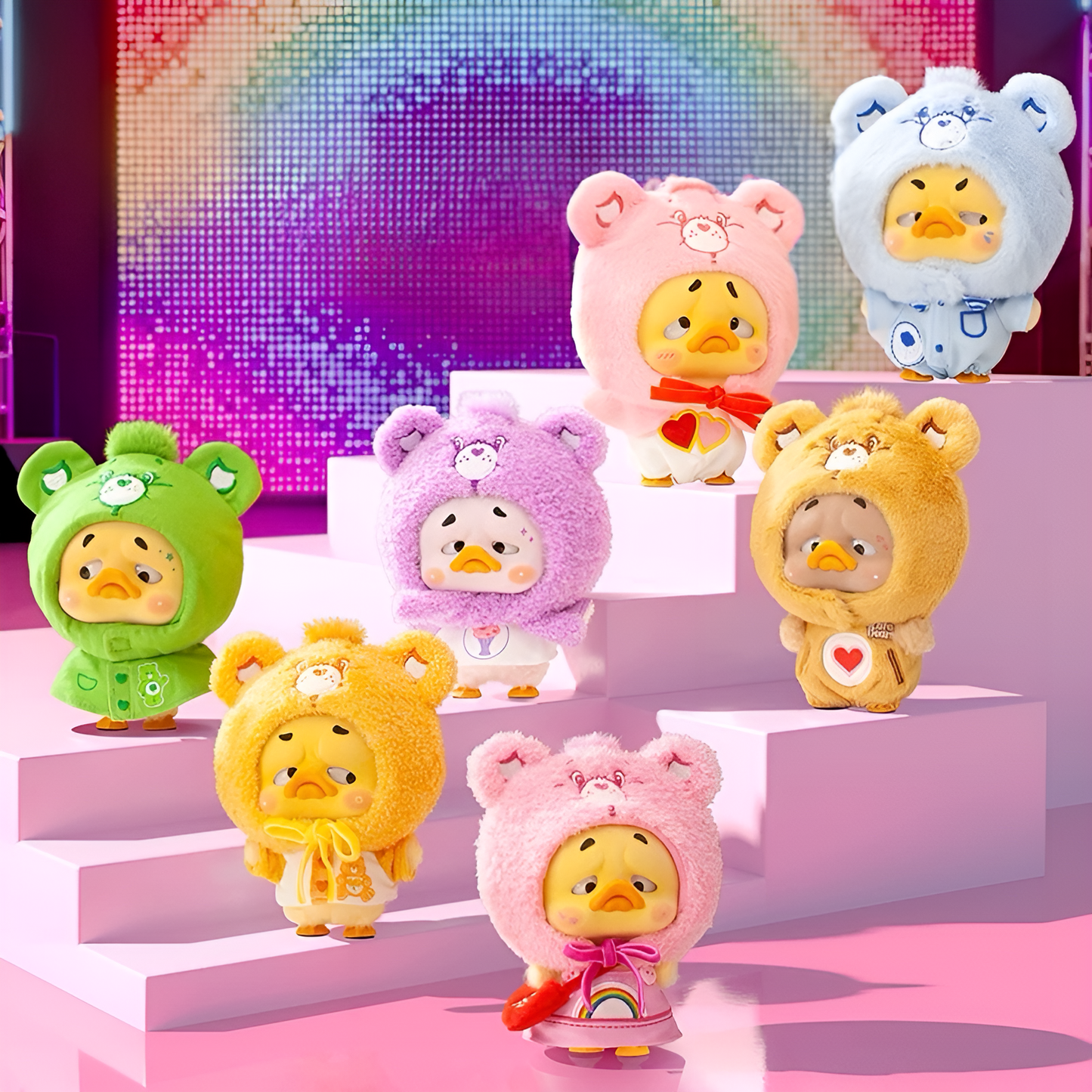 Upsetduck x Carebears Neon Sweetheart Duck Plush Keychain Blind Box