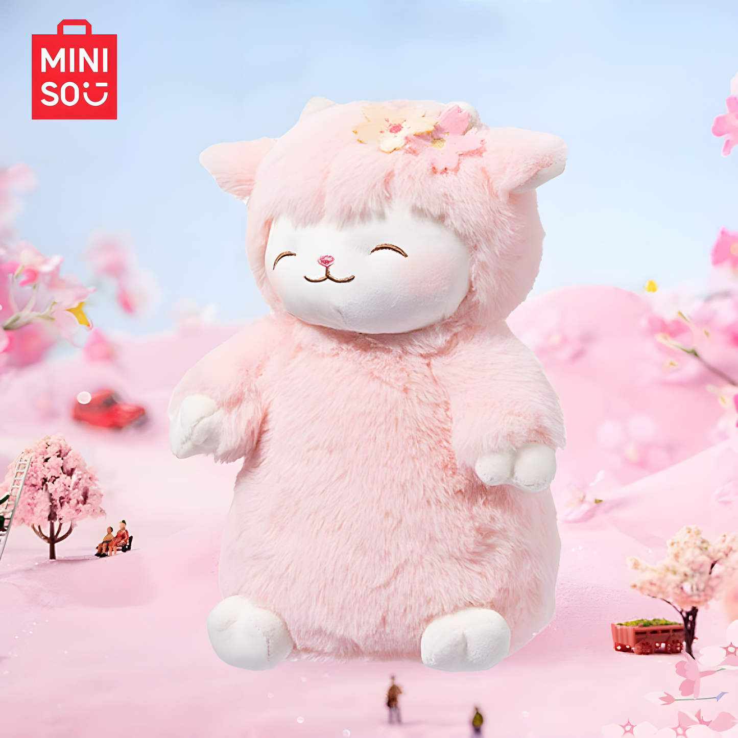 MINISO Sakura Sheep Sitting Plush Doll