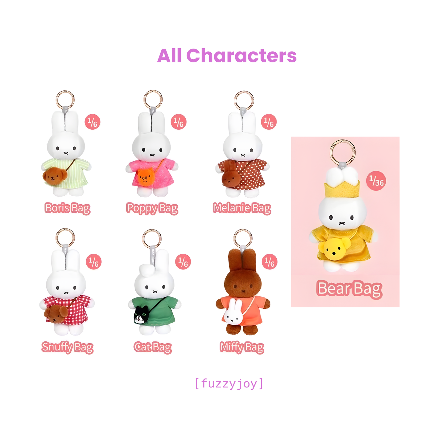 VIPO Miffy Mini Bag Series Plush Keychains