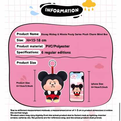Disney Mickey & Minnie Pouty Series Plush Charm Blind Box