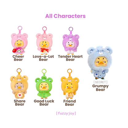 Upsetduck x Carebears Neon Sweetheart Duck Plush Keychain Blind Box
