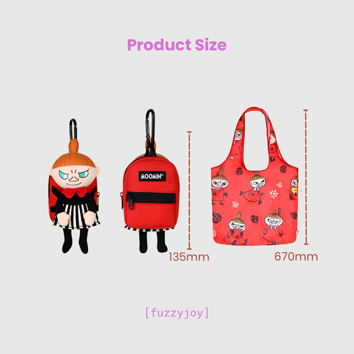 Official Moomin Cute Plush Pendant with Foldable Tote Bag