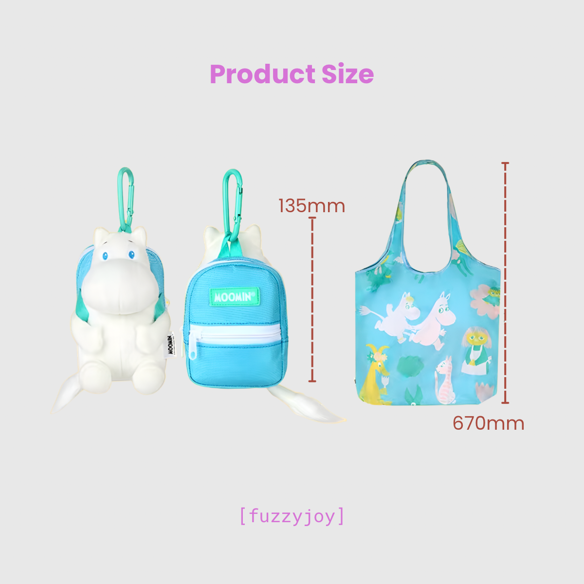 Official Moomin Cute Plush Pendant with Foldable Tote Bag