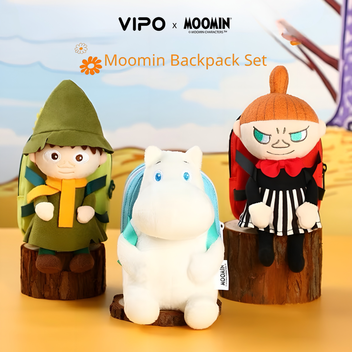 Official Moomin Cute Plush Pendant with Foldable Tote Bag