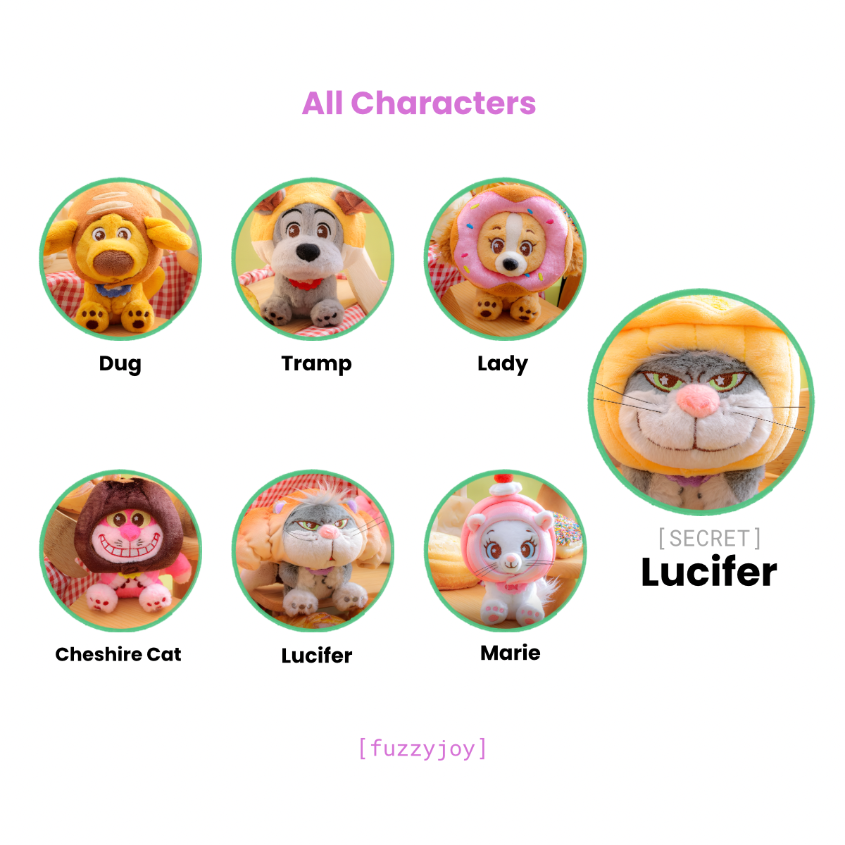 Disney Cats and Dogs Bakery Cosbi Plush Keychain Collection