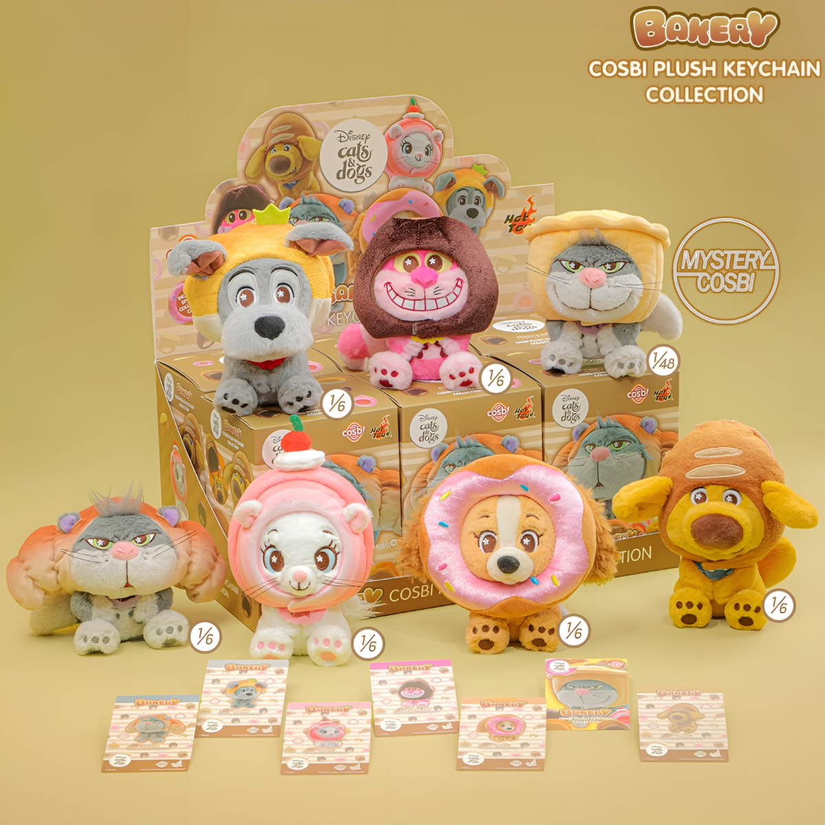 Disney Cats and Dogs Bakery Cosbi Plush Keychain Collection