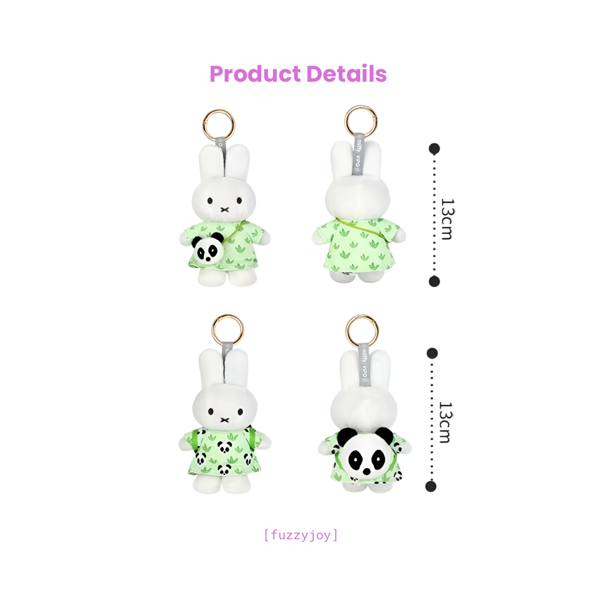 Miffy Panda Series Plush Keychain Charm