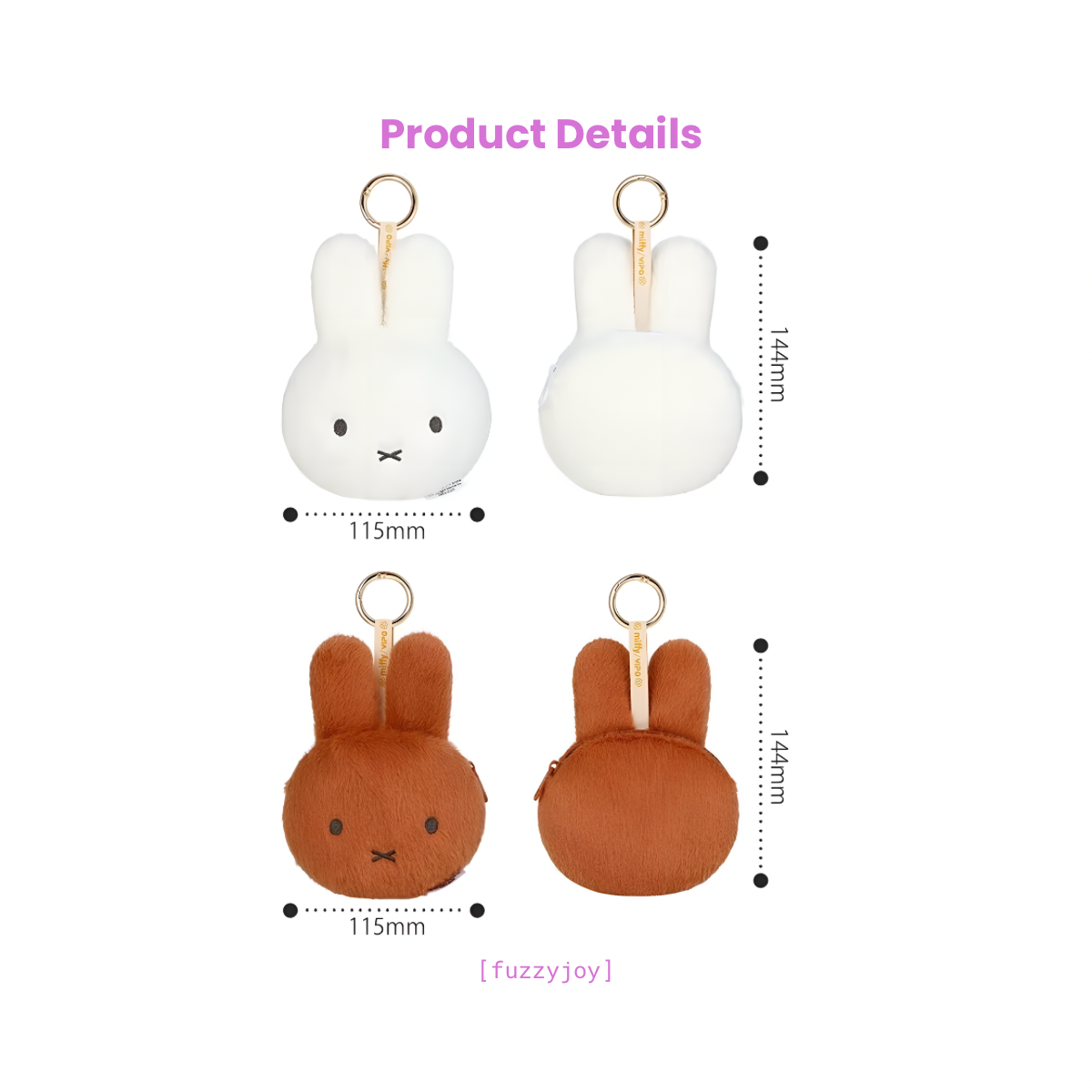Miffy Plush Coin Purse Keychain Charm