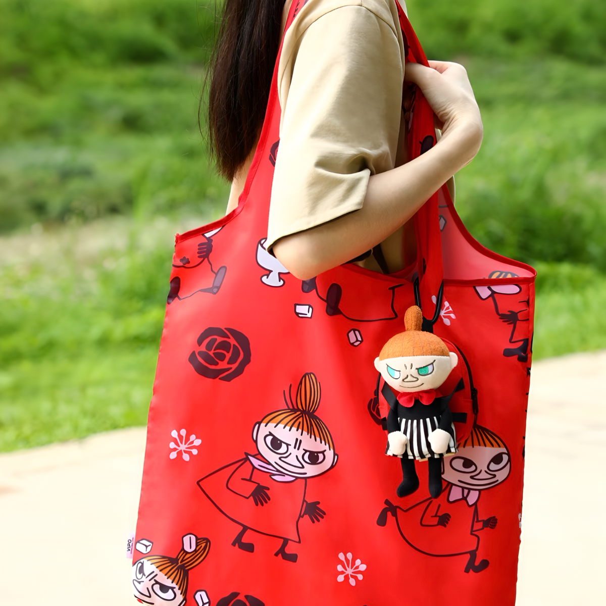 Official Moomin Cute Plush Pendant with Foldable Tote Bag