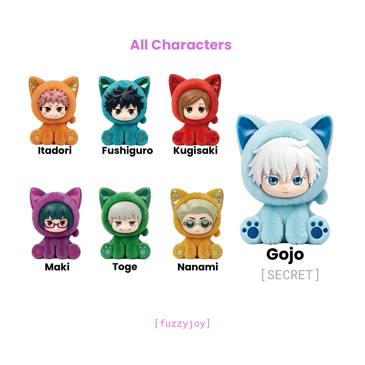 Jujutsu Kaisen Sitting Cat Party Series Plush Charm Blind Box