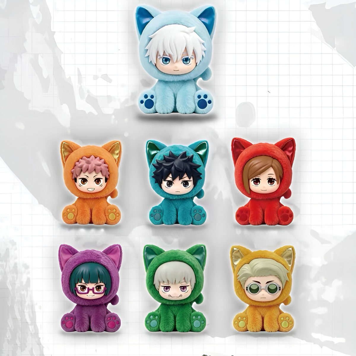 Jujutsu Kaisen Sitting Cat Party Series Plush Charm Blind Box