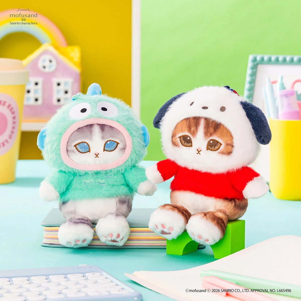 mofusand x Sanrio Characters Plump & Fluffy Mascot Plush Pendant