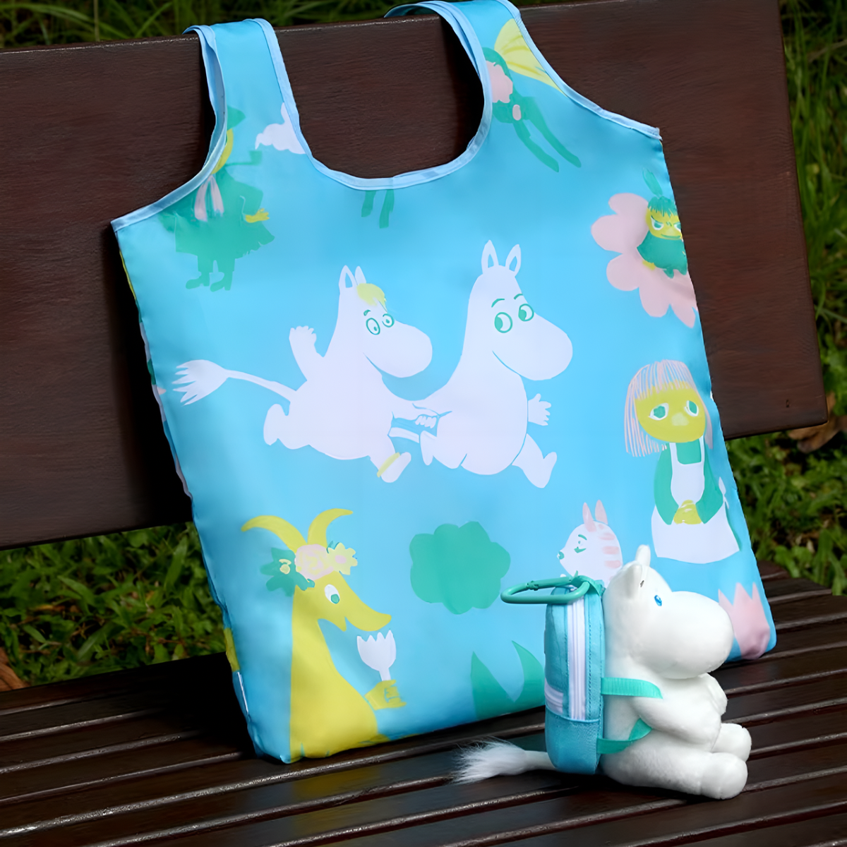 Official Moomin Cute Plush Pendant with Foldable Tote Bag