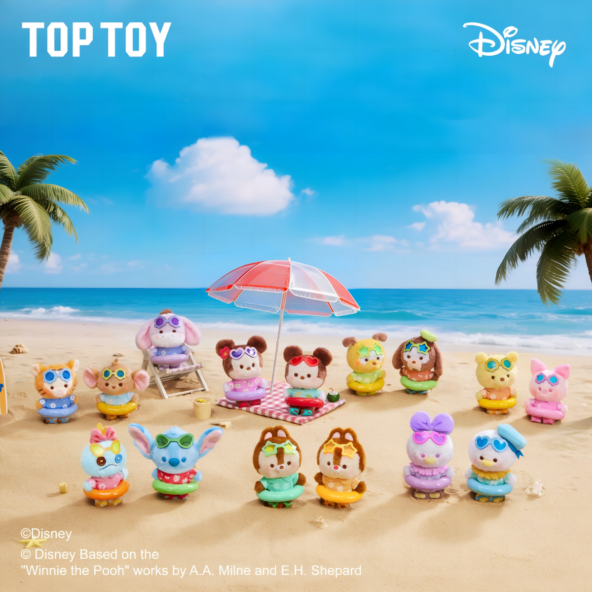 Disney Summer Swim Ring Series Plush Pendant Blind Box
