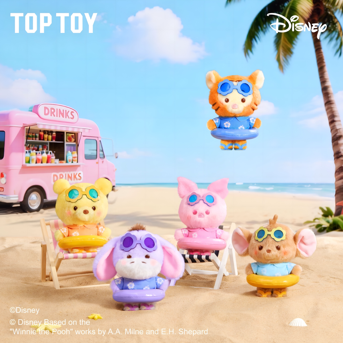 Disney Summer Swim Ring Series Plush Pendant Blind Box