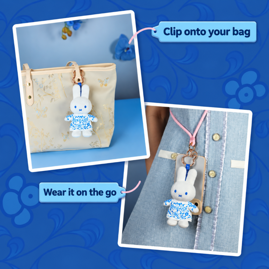 Miffy Blue and White Porcelain Limited Edition Plush Pendant