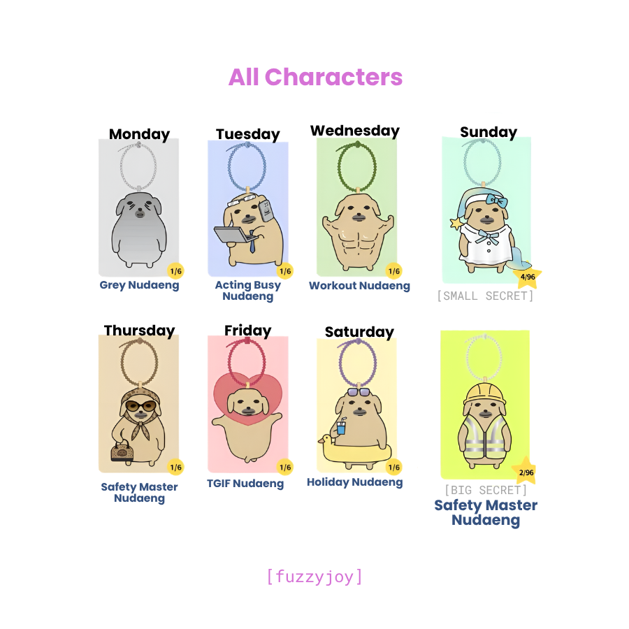 Nudaeng Weekly Life Plush Keychain Blind Box